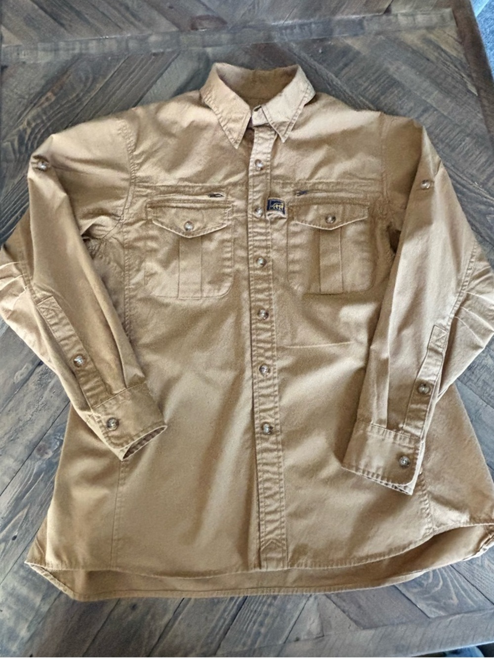Avedon & Colby Vintage Signature Field Shirt Tan SZ large Men’s
